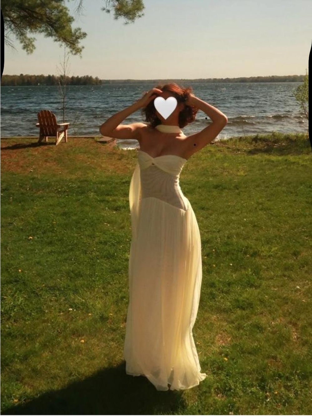 Elegant Strapless Ivory Chiffon Maxi Dress - Picture 6 of 7